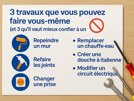 3 travaux que vous pouvez faire vous-même (et 3 qu’il vaut mieux confier à un pro)