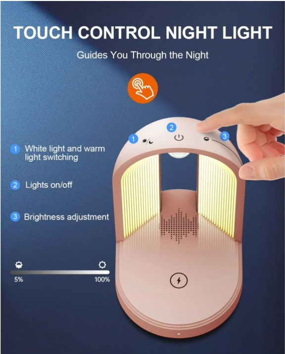 Thumbnail: 3 in 1 Charger Station with Wireless Phone Charger, LED Night Light, Bluetooth