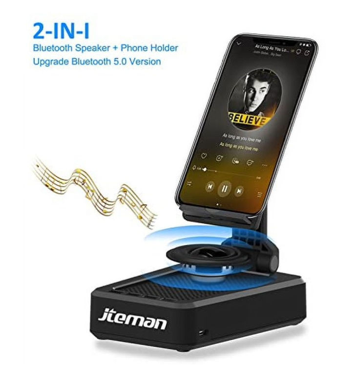 Thumbnail: Built-in Microphone Bluetooth 5.0 Portable Speaker with Adjustable Phone Stand