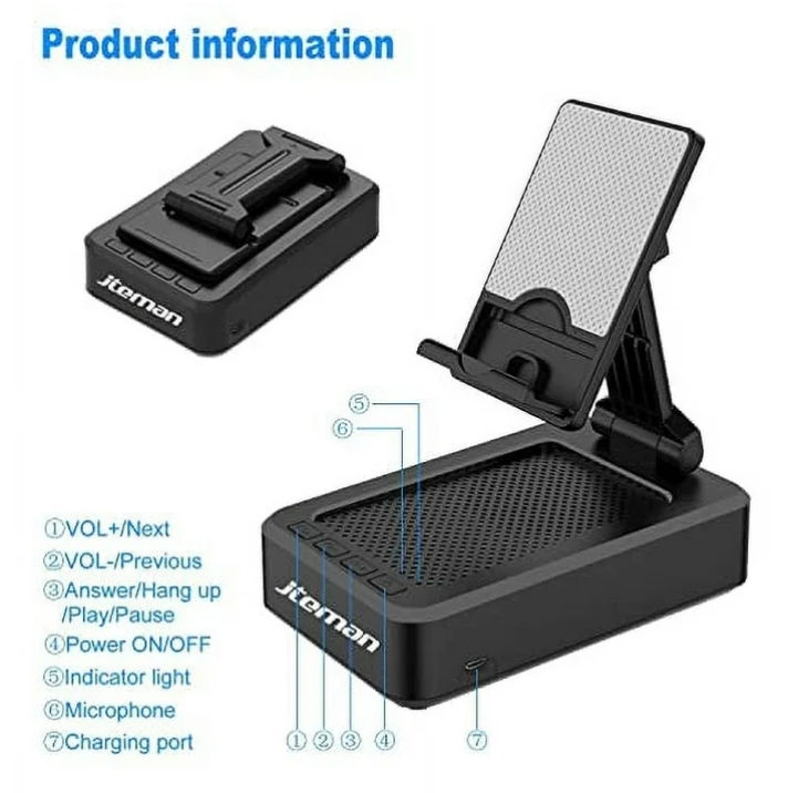 Thumbnail: Built-in Microphone Bluetooth 5.0 Portable Speaker with Adjustable Phone Stand