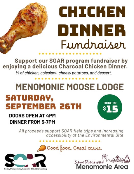 Charcoal Chicken Dinner to Benefit SDMA SOAR Program - Sept. 26th