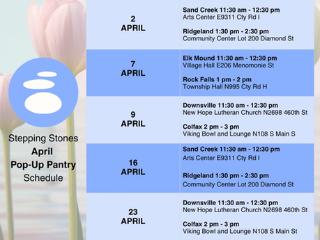 Stepping Stones April Pop-up Pantry Schedule