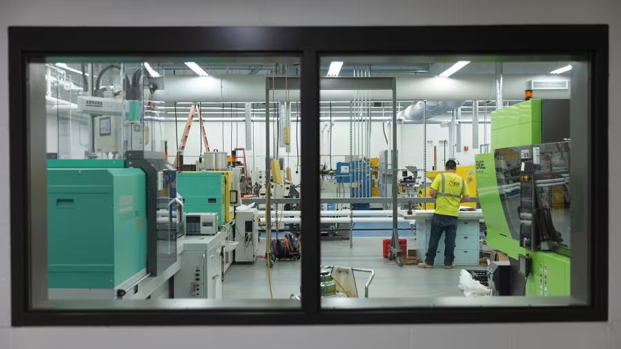 New hallway windows, like these at the Plastics Engineering Lab, have been added to multiple labs in Jarvis Hall Technology Wing in the past two years
