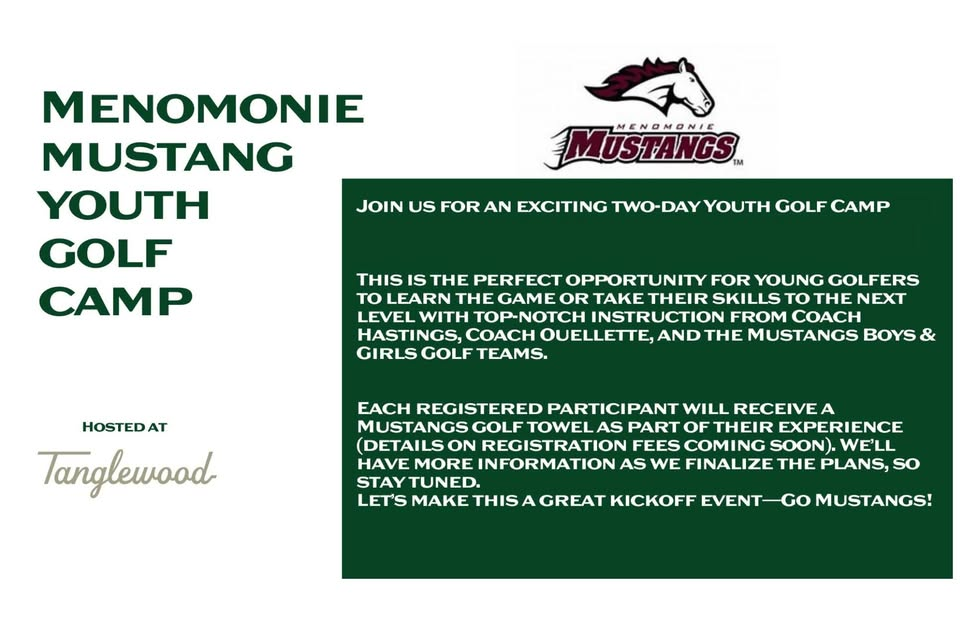 Menomonie Mustang Youth Golf Camp - June 10th and 11th
