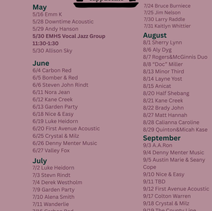Vino Cappuccino Summer Live Music Schedule