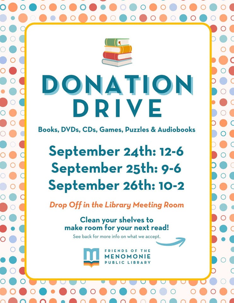 Friends of the Library Book Donation Drive - September 24th through the 26th