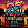 Sunday Fundays through August at Backwoods Bar