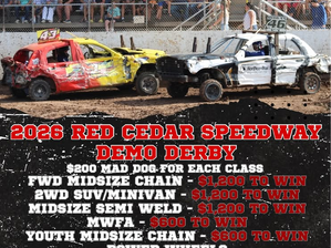 Red Cedar Speedway Demolition Derby - July 25th