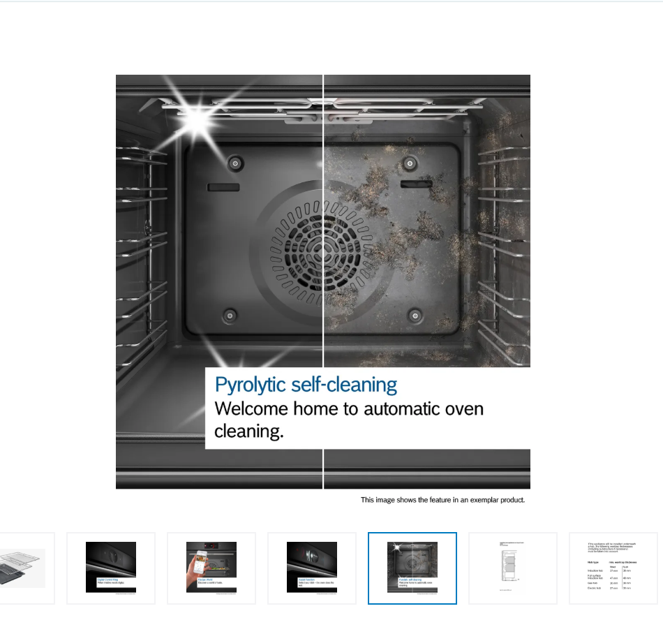 Thumbnail: Bosch HBG7741B1B Black Single Oven with Pyro Clean