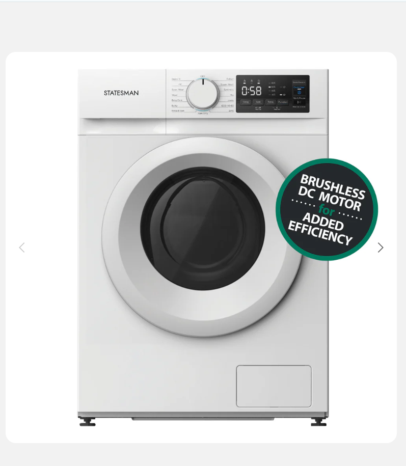 Statesman FWM0814W 1400 Spin 8kg Washer H 85 x W 59.5 x D 52