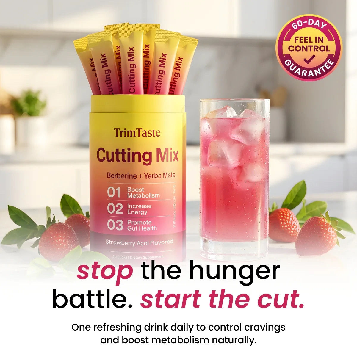 Leefar Cutting Drink Mix –| Strawberry Açaí Flavor – 30 Servings