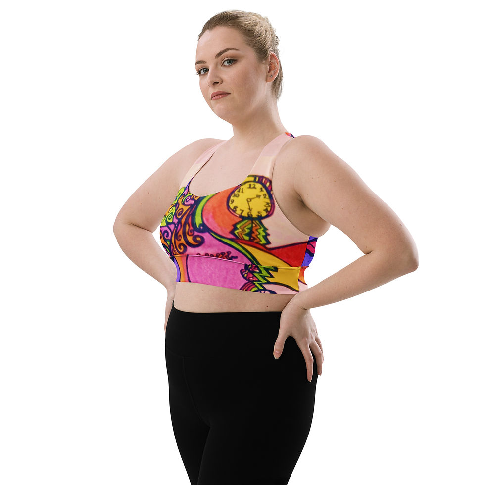 Thumbnail: Woman wearing colorful floral pattern crop top and black leggings, ArtDivaArt.