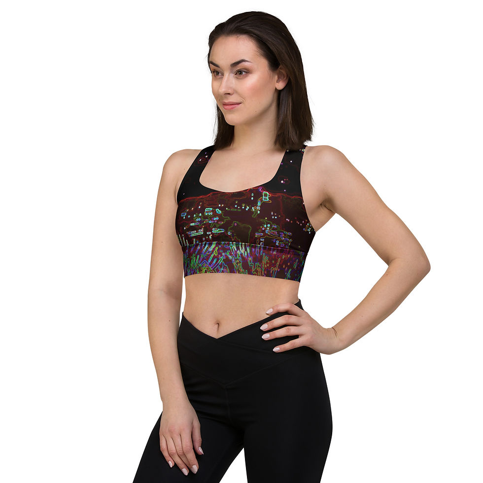 Thumbnail: Woman wearing athletic sports bra with floral design, posing, ArtDivaArt.