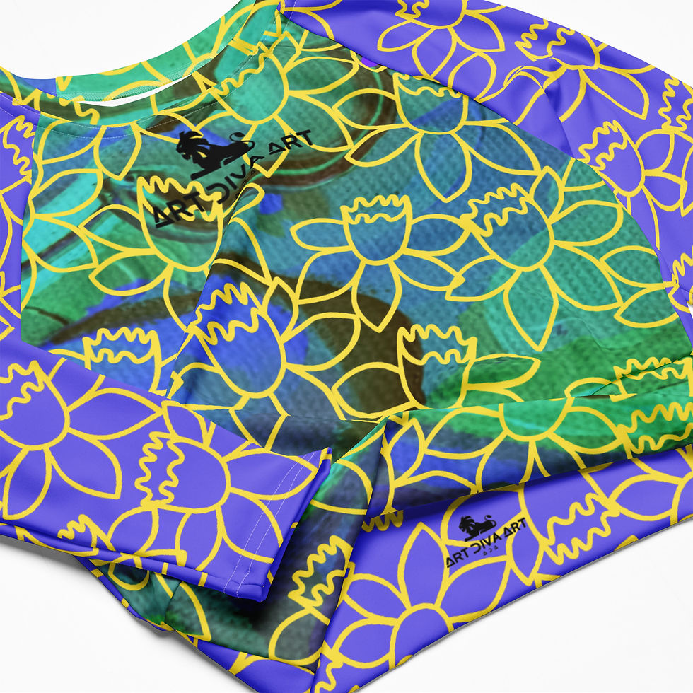 Thumbnail: Close-up, floral pattern with bright blue, green, and yellow details. ArtDivaArt