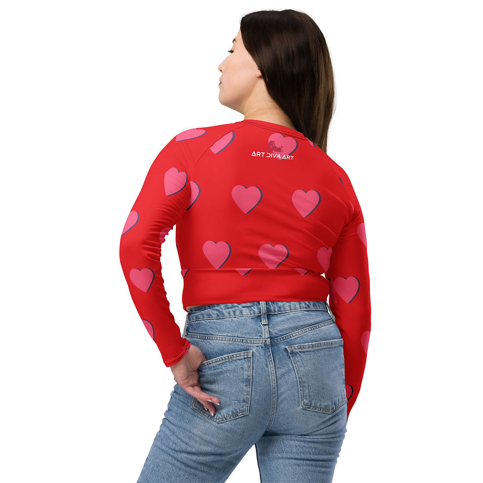 Thumbnail: Young woman wearing red heart-print top and jeans. Tree Lady - Plus Size Leggings.