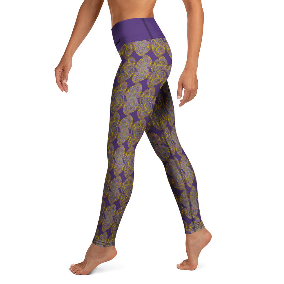 Woman wearing patterned leggings, Pilates Vibes - Plus Size Leggings, doing yoga pose.