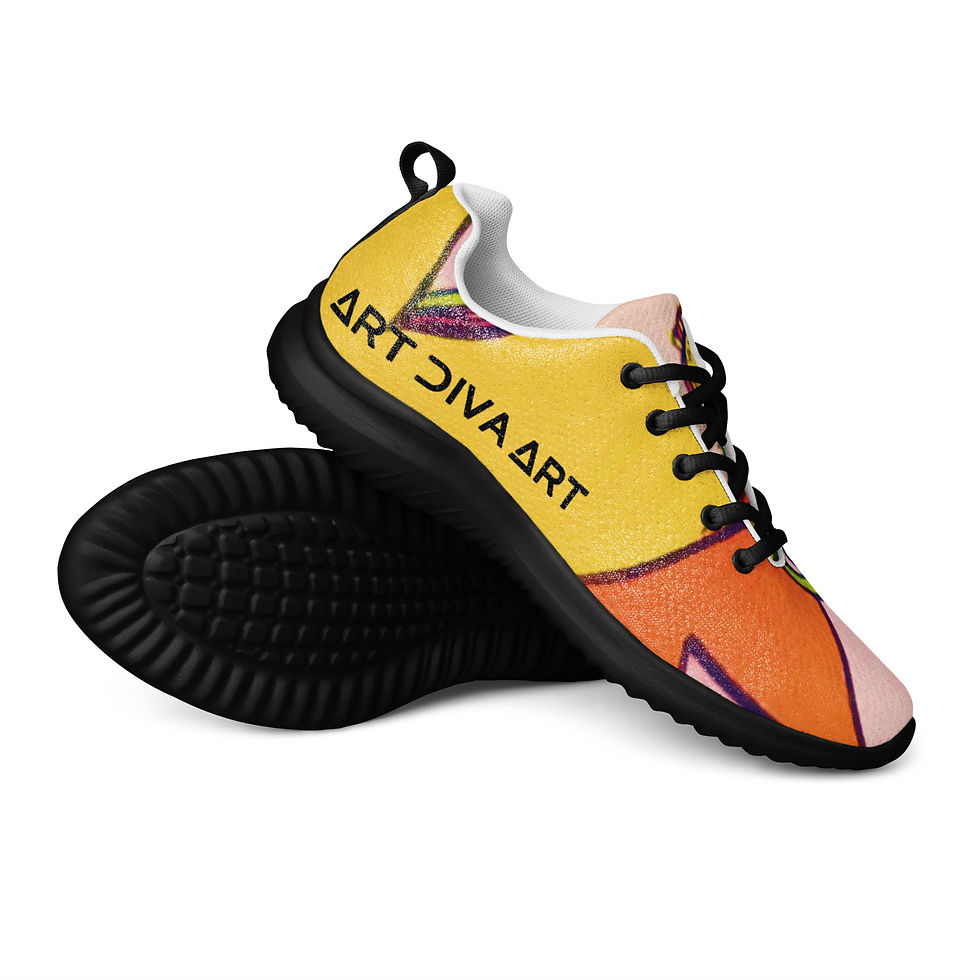 Thumbnail: ArtDivaArt athletic shoe with colorful design and the words ART DIVA ART.