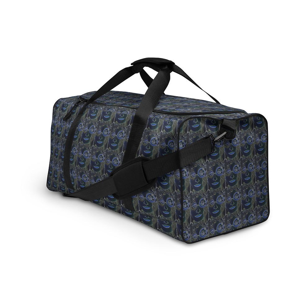 Thumbnail: Duffle bag with pattern on white background for carrying clothes and ArtDivaArt.