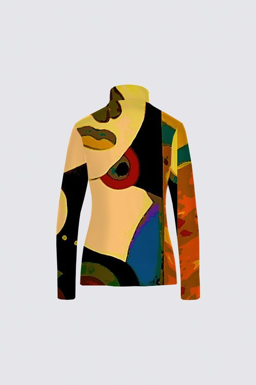 Thumbnail: Abstract art design of Tina Flowers - Long-sleeve crop top ArtDivaArt