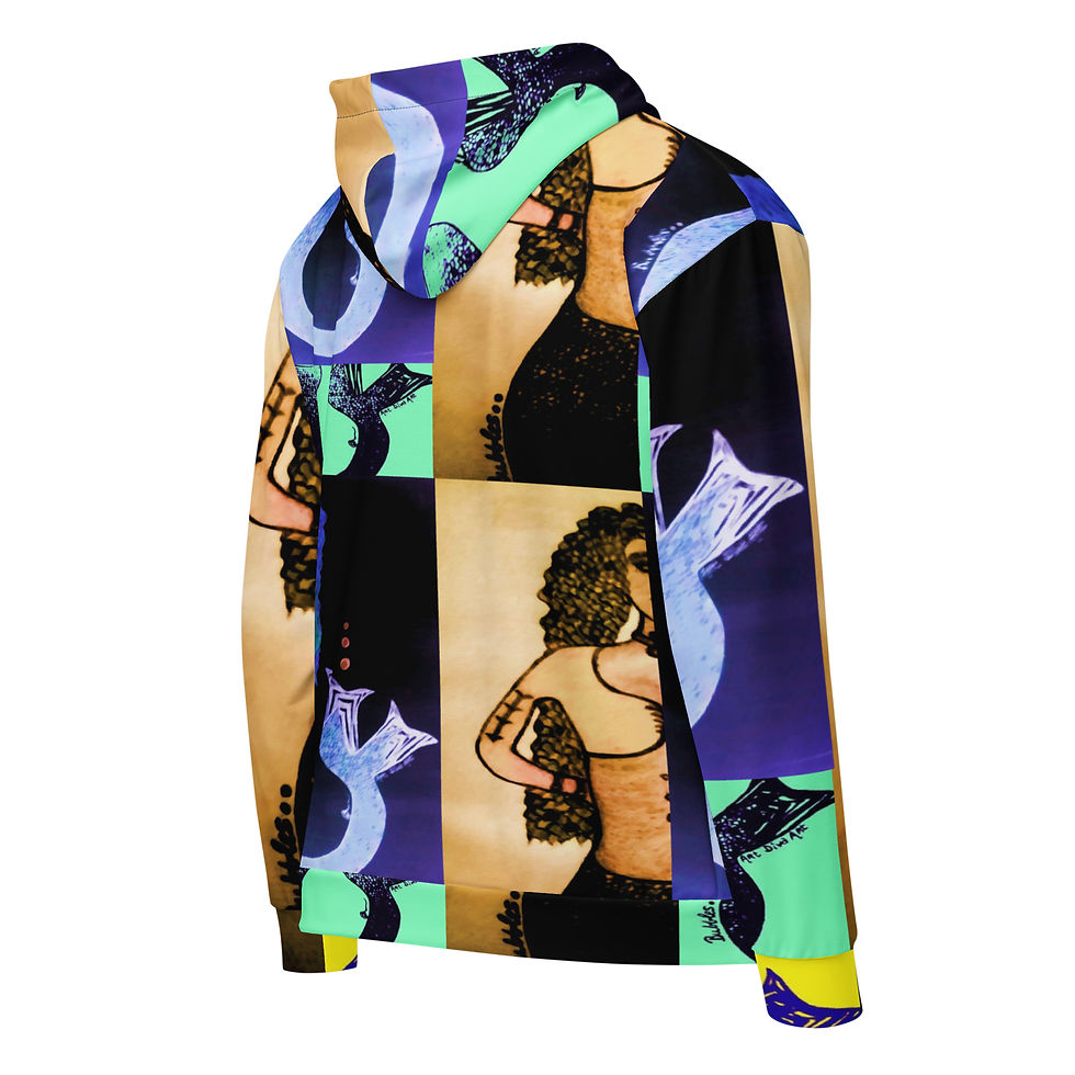 Colorful printed jacket with design over the back. ArtDivaArt