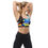 Thumbnail: Woman wearing colorful sports bra standing with arms raised ArtDivaArt