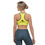 Thumbnail: Woman wearing a yellow sports bra with text, ArtDivaArt, activewear and fitness apparel.