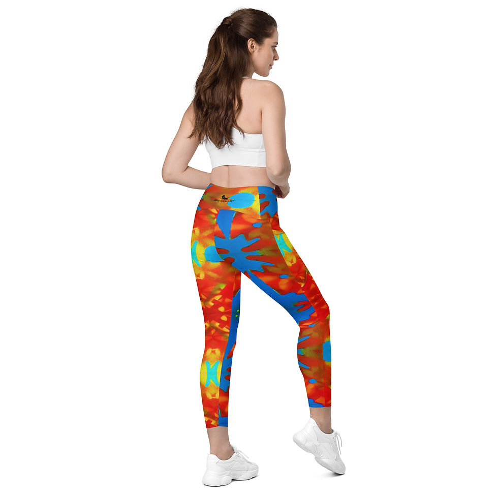 Woman wearing colorful leggings Summer II - Leggings with pockets with white top and shoes