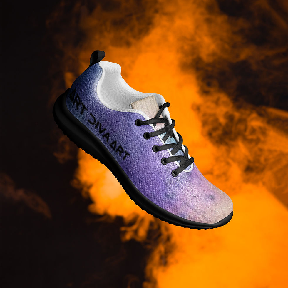 Thumbnail: Purple athletic shoe with text Art Diva Art over orange smoke background. ArtDivaArt