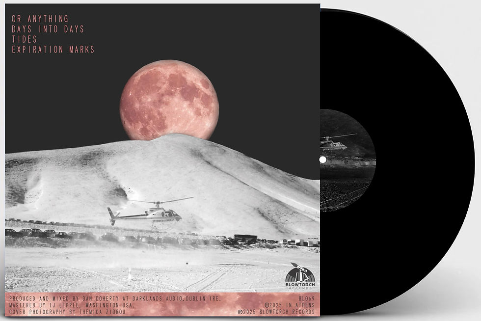 Back of the vinyl record 'Mirrorism' by Galway band In Athens