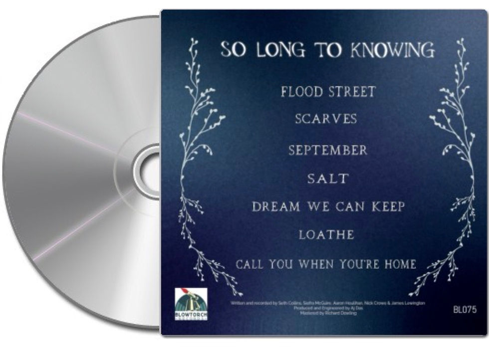 Back of the CD of the debut album 'So Long to Knowing' from Limerick shoegazers Mother of Pearl