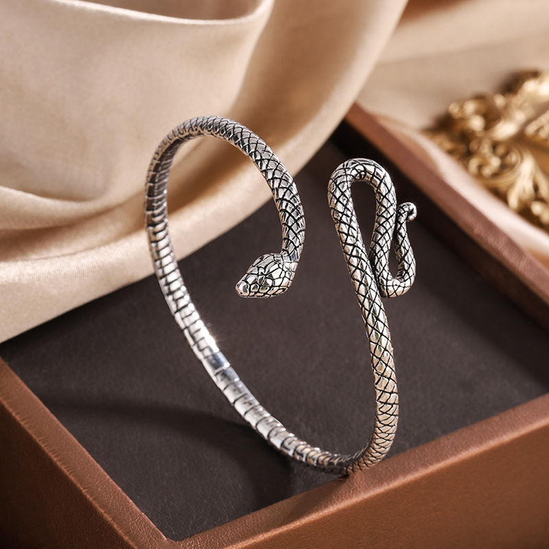 Thumbnail: Sterling Silver Snake Cuff Bracelet