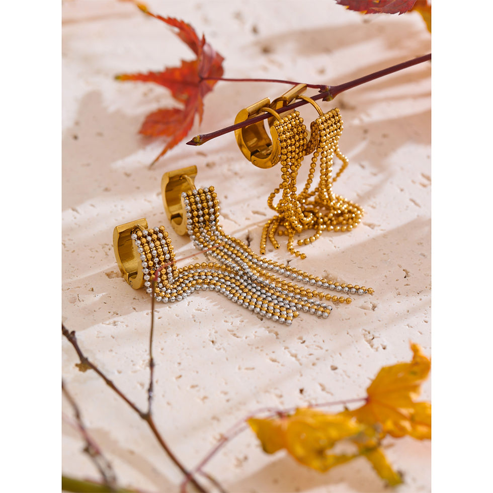 Thumbnail: Stainless Steel Long Chain Earrings