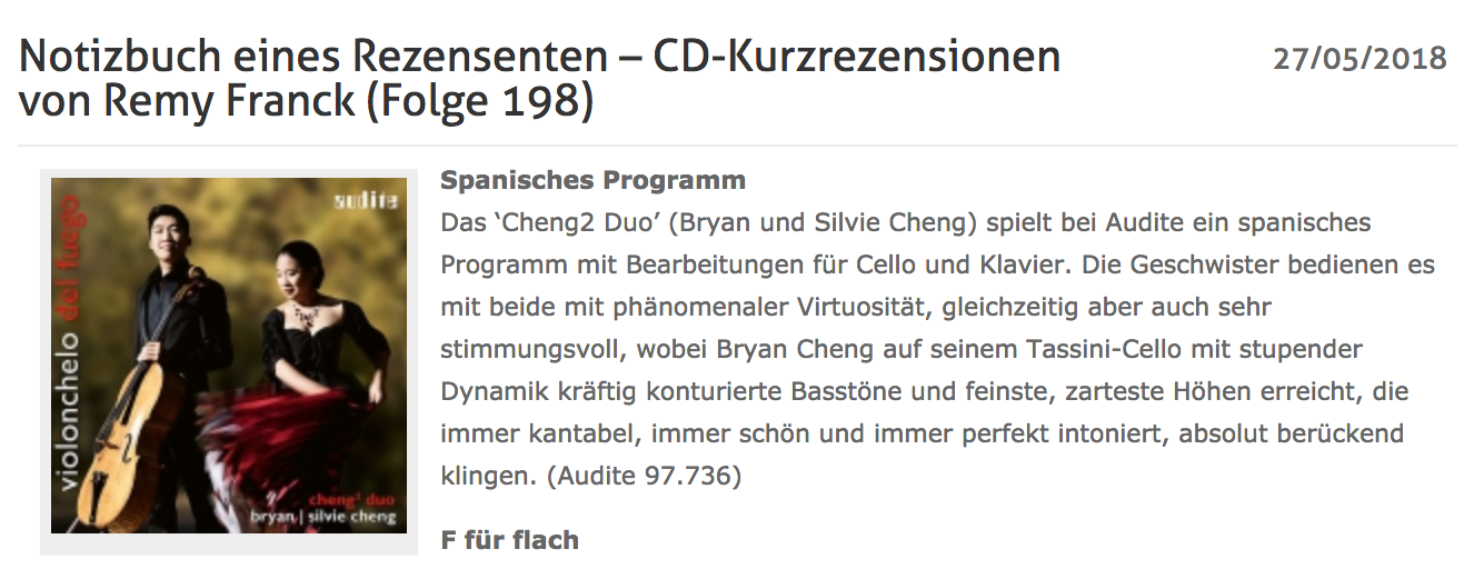 "Violonchelo del fuego" Review