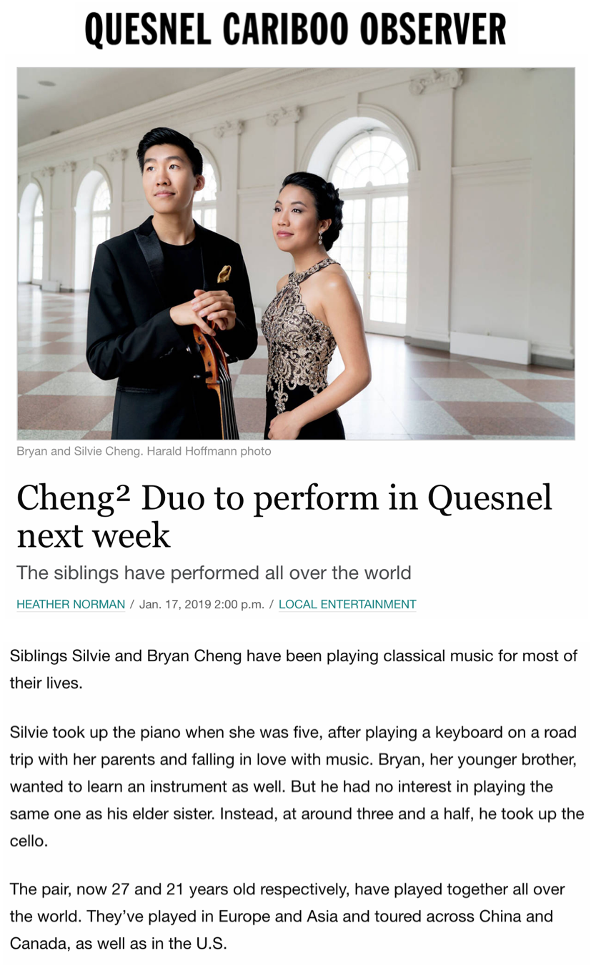 Cheng² Duo to perform in Quesnel