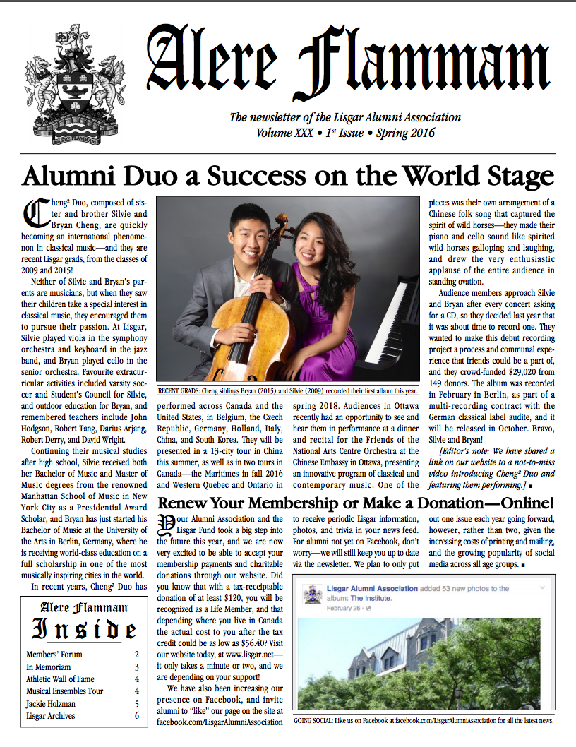 Alumni Duo a Success on World Stage