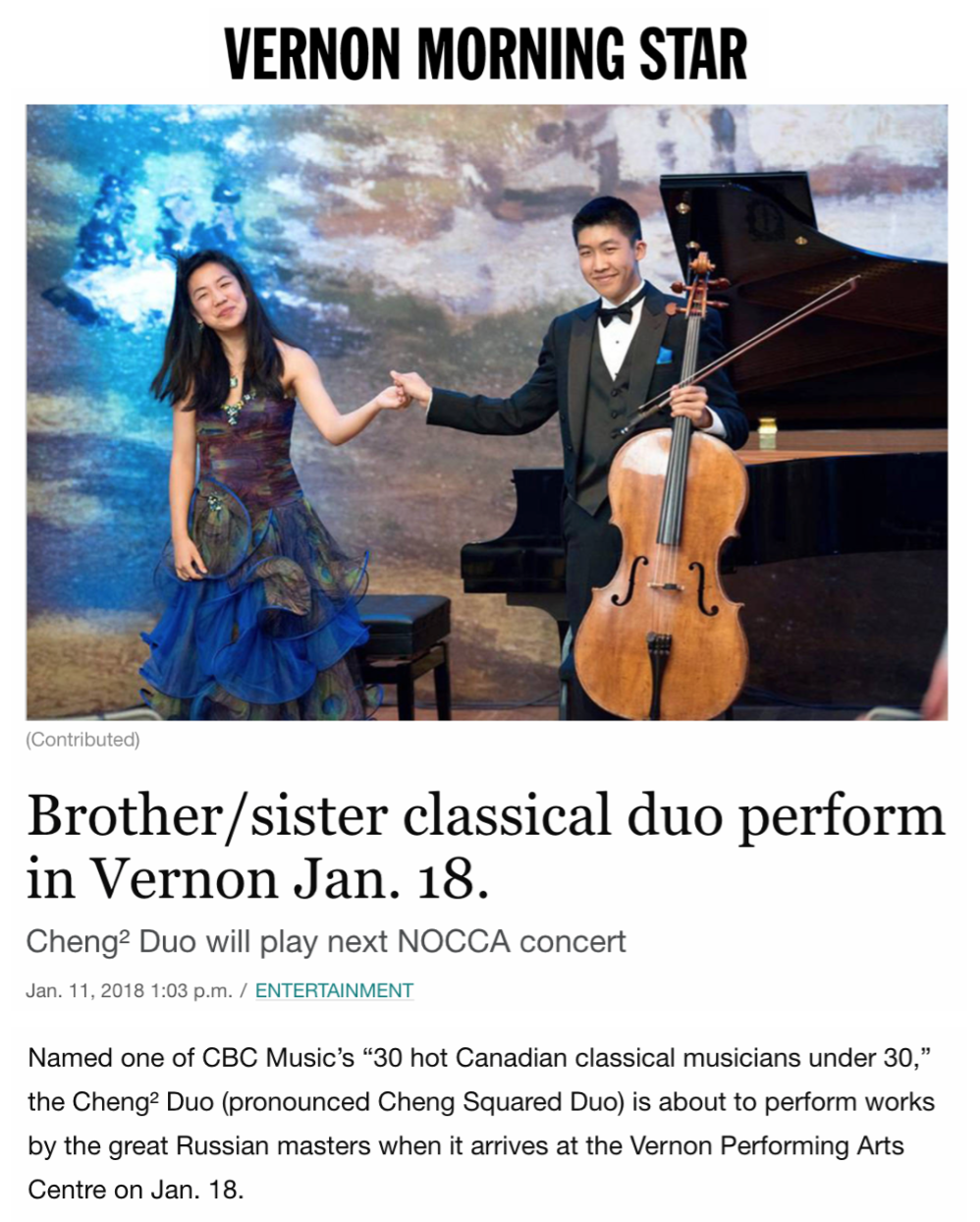 Brother/sister classical duo perform