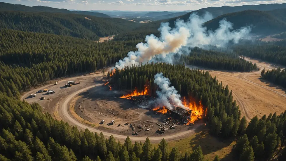 High angle view of a wildfire prevention area with clearings