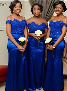 Exquite Appliques Mermaid Bridesmaid Dresses Long Royal Blue