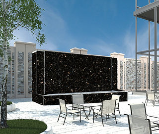 black granite water feature