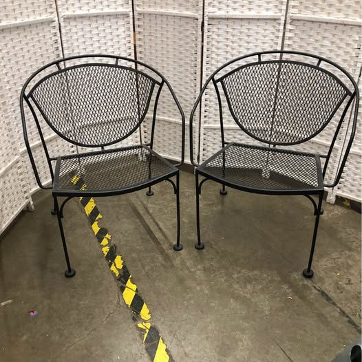 Black Wrought Iron Patio Chairs - Set of 2