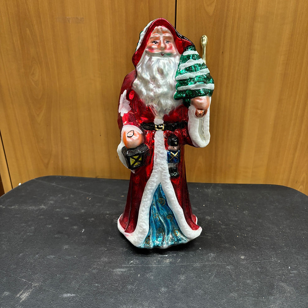 Hand Painted Glass Victorian Santa Figurine
