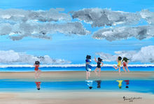 "Joy", an acrylic and resin painting of a seascape with children 