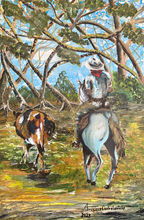 Sabanero, an original painting of a cowboy on horseback, by Francisco Castro Lostalo