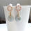 Thumbnail: Petite light Green Jade earrings drops with pink floral zironia earpost