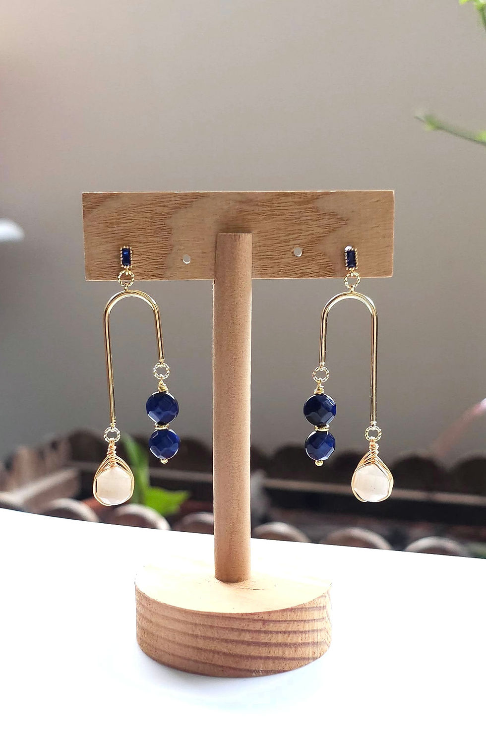 Thumbnail: Asymmetric dangles with lapis lazuli and grey moonstone