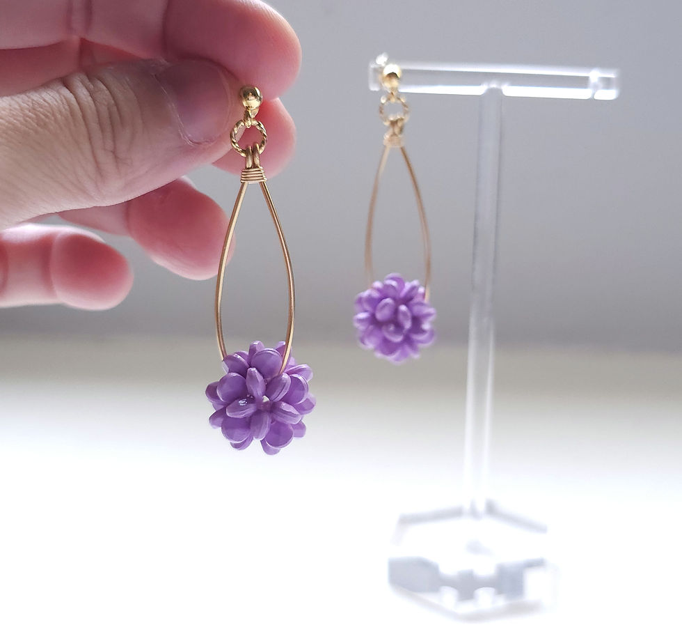Thumbnail: Petal Pom Poms Hoop earrings
