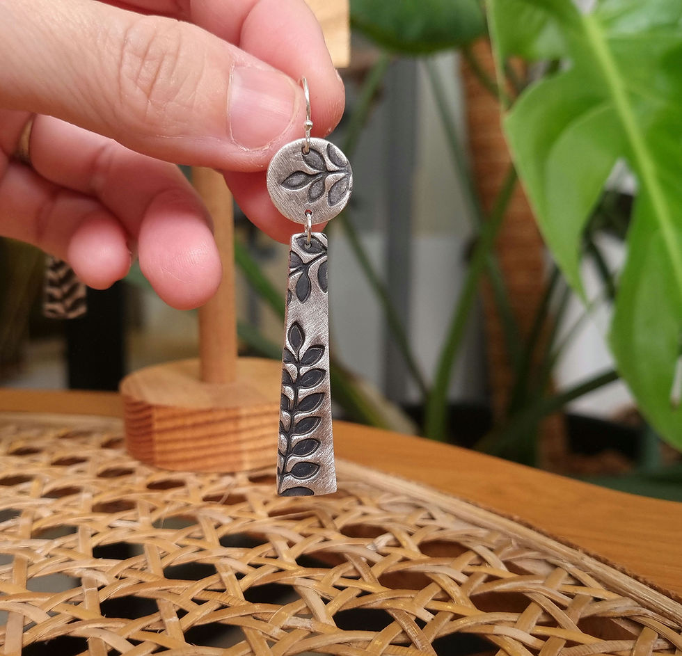 Fine Silver Dangles with Foliage imprint