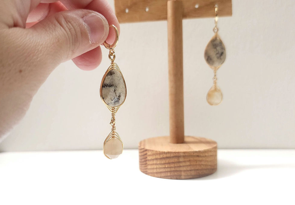 Thumbnail: Felspar Jasper with Moonstone dangle earrings
