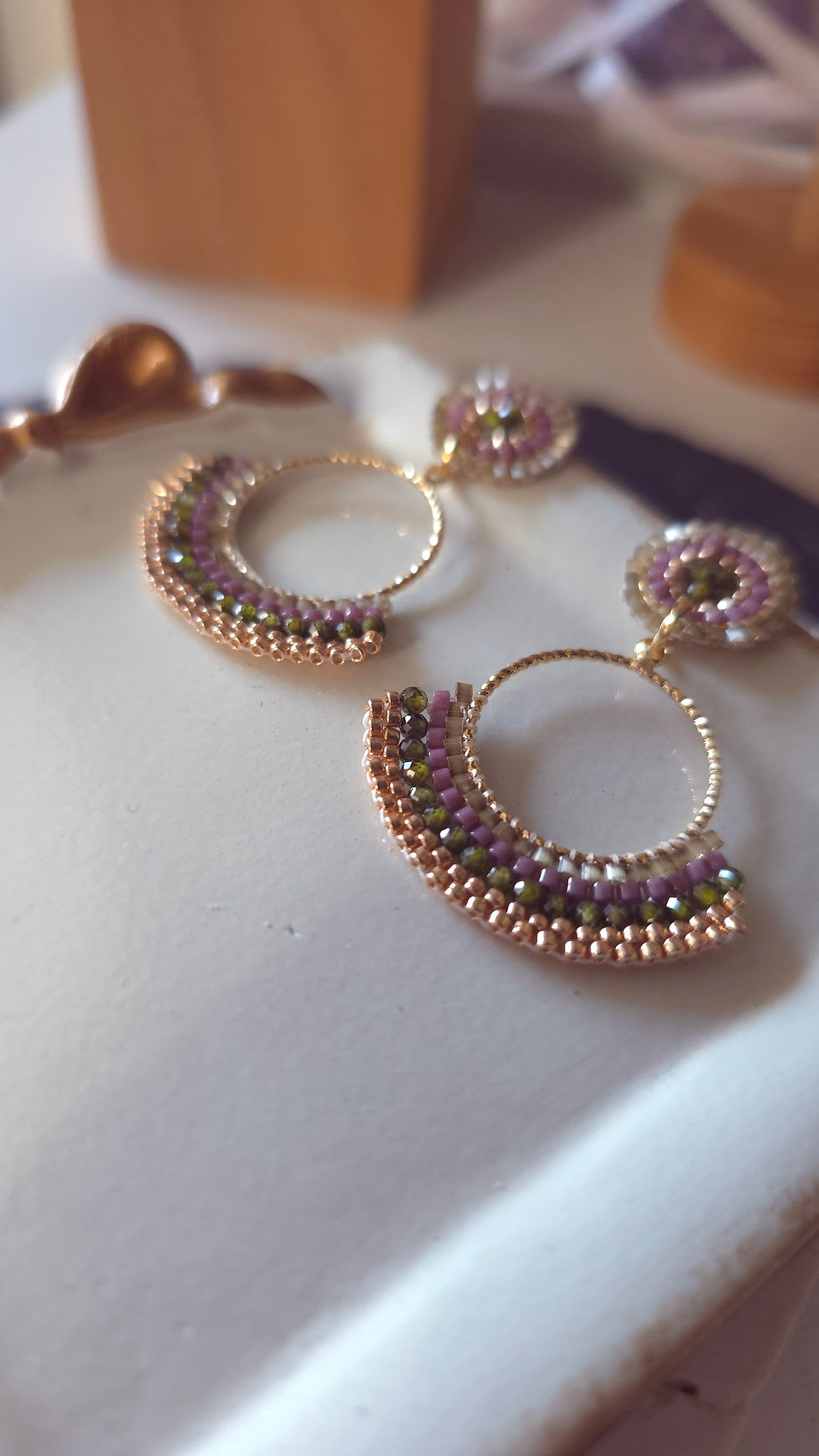 Thumbnail: Gaia - Hand beaded hoop earrings