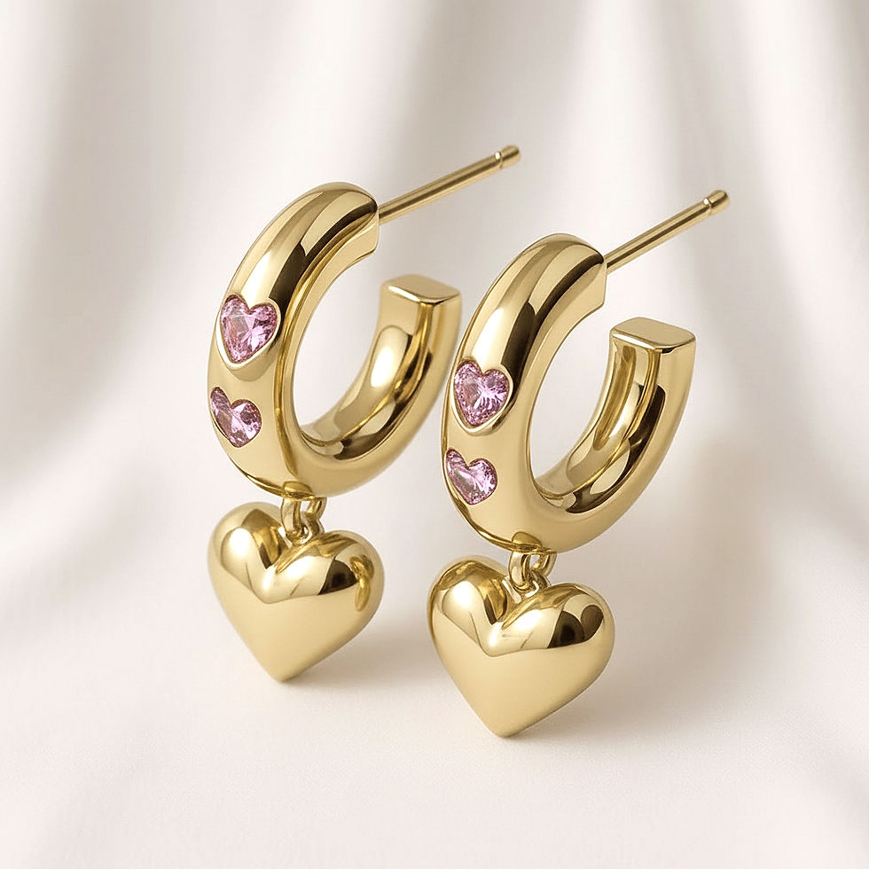 Thumbnail: Held Close - Earrings set with Pink Cubic Zirconia crystals